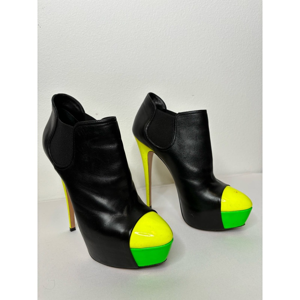 Casadei platform stiletto bootie with neon heel- Size 8.5